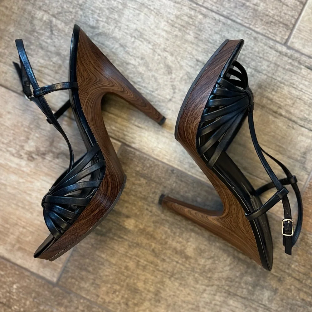 Jessica Simpson Platform Sandal Heels - size 8.5 - Black - Picture 4 of 8
